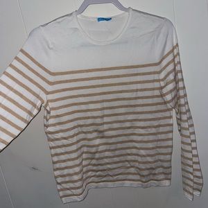 Tan and white stripped long sleeve sweater